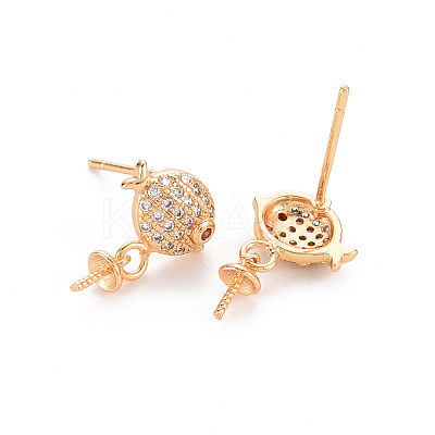 Brass Micro Pave Clear Cubic Zirconia Earring Findings KK-T062-216G-NF-1