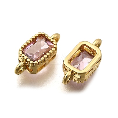 Real 18K Gold Plated Brass Micro Pave Cubic Zirconia Links Connectors ZIRC-L100-009G-06-1