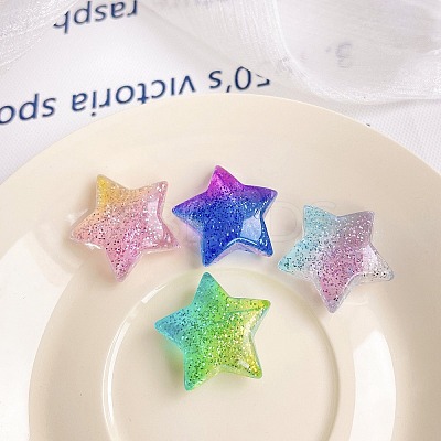 Gradient Color Transparrent Acrylic European Beads X-OACR-P024-03-1