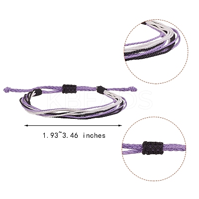 Waxed Polyester Cord Bracelets Set BJEW-SW00031-1