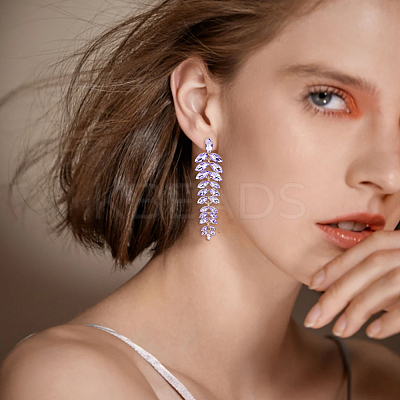 3 Pairs 3 Colors Rhinestone Leaf Cluster Earrings EJEW-FI0002-70-1