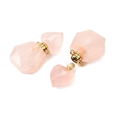 Natural Rose Quartz Perfume Bottle Pendants G-L623-12G-02-1