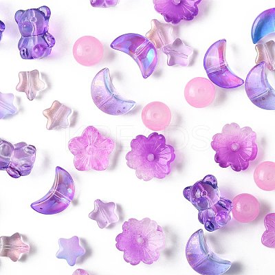 126Pcs 8 Styles Electroplate Transparent Glass Bead GLAA-FS0002-50-1