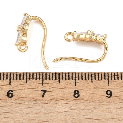 Brass Micro Pave Clear Cubic Zirconia Rectangle Earring Hooks KK-A274-03G-1