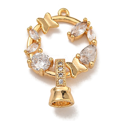 Brass Micro Pave Cubic Zirconia Fold Over Clasps KK-U037-30G-03-1