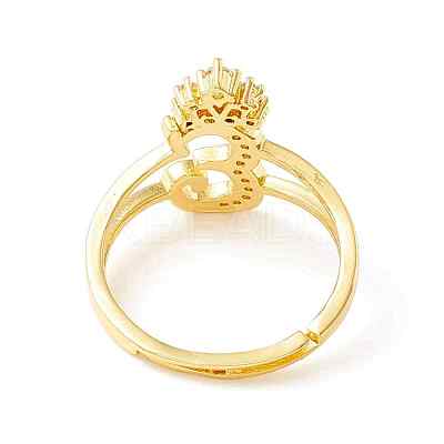 Clear Cubic Zirconia Initial Letter with Crown Adjustable Ring RJEW-M139-17E-1