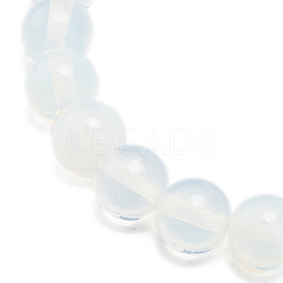 Opalite Round Beaded Stretch Bracelet with Heart Charm BJEW-JB09019-01-1
