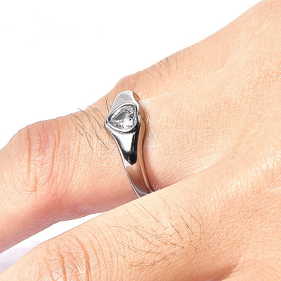 304 Stainless Steel Pave Clear Cubic Zirconia Finger Rings WG85DA0-03-1