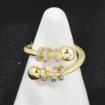 Brass Micro Pave Cubic Zirconia Open Cuff Ring for Women RJEW-F177-03GP-11-1
