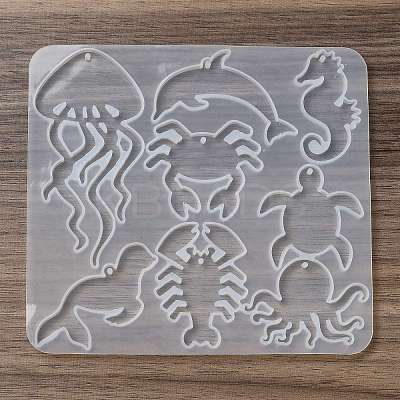 Sea Animal Ocean Theme DIY Pendant Silhouette Silicone Molds DIY-G102-01C-1