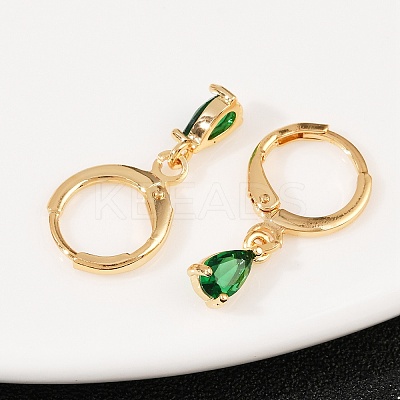 Brass Micro Pave Cubic Zirconia Teardrop Hoop Earrings EJEW-K309-18G-02-1