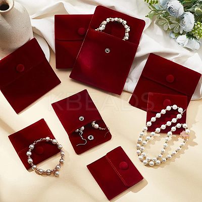 8Pcs 2 Style Square Velvet Jewelry Bags TP-FH0001-01B-1