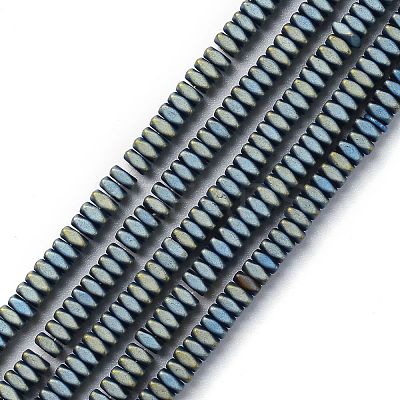 Frosted Square Electroplate Non-magnetic Synthetic Hematite Beads Strands X-G-E403-73C-1