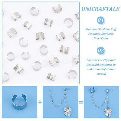 120Pcs 4 Styles 304 Stainless Steel Ear Cuff Findings STAS-UN0056-32-1