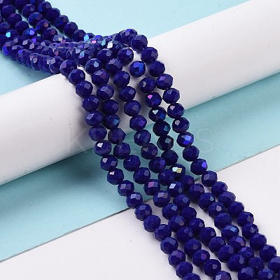 Electroplate Opaque Solid Color Glass Beads Strands X1-EGLA-A034-P8mm-L12-1