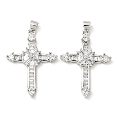 Rack Plating Brass Micro Pave Cubic Zirconia Pendants KK-F869-11P-1