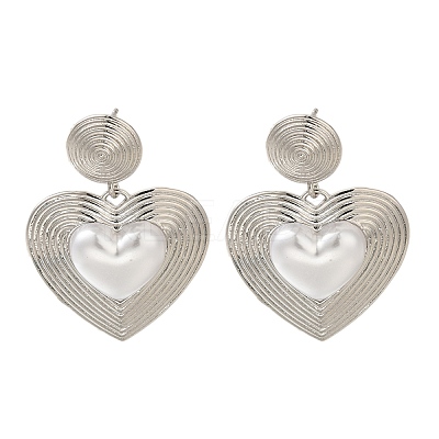 Rack Plating Heart Brass Dangle Stud Earrings EJEW-H143-16P-1
