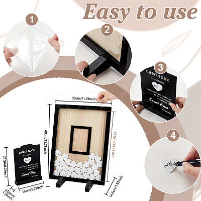 Rectangle Wooden Wedding Guest Book ODIS-WH0043-231-1