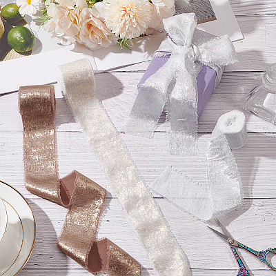 3 Colors Hot Stamping Polyester Frayed Ribbons SRIB-AR0001-20-1