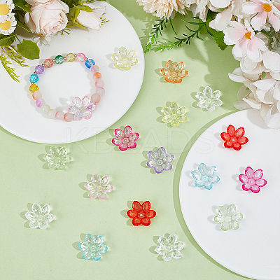 135Pcs 9 Colors Transparent Acrylic Bead Caps OACR-ME0001-28-1