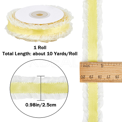 10 Yards Polyester Pleated Lace Trim OCOR-WH0080-93B-1
