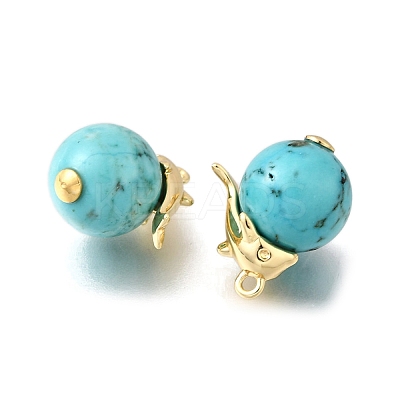 Synthetic Turquoise Round Pendants KK-U072-03G-1