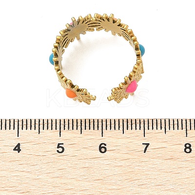 Sun 304 Stainless Stee Enamel Open Cuff Rings RJEW-Q006-02C-G-1