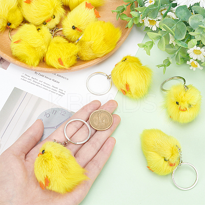 Cute Water Mink Mini Fur Chicken Pendant Bag Keychain KEYC-WH0018-77-1