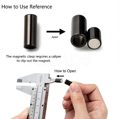 Barrel 304 Stainless Steel Magnetic Clasps with Glue-in Ends STAS-I045-14-1