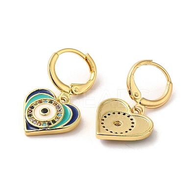 Evil Eye Real 18K Gold Plated Brass Dangle Leverback Earrings EJEW-Q797-01F-G-1