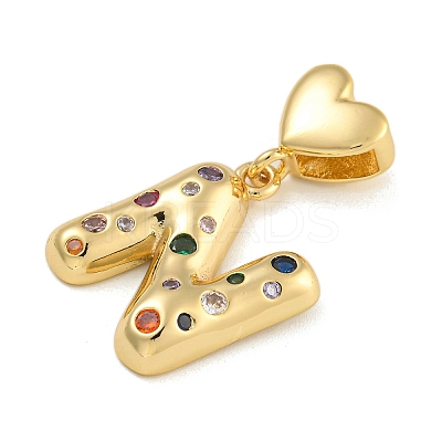 Brass Micro Pave Colorful Cubic Zirconia Pendants KK-P281-01G-N-1
