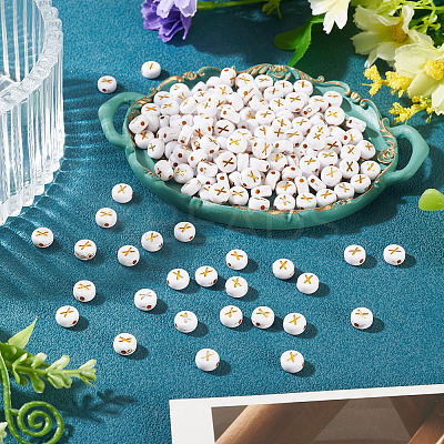 500Pcs Plating Acrylic Beads PACR-TADJ0001-01X-1