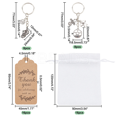 16Pcs 2 Style Sports Theme Keychain KEYC-GA0001-31-1