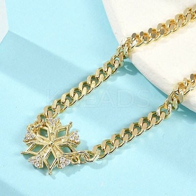 Brass Micro Pave Clear Cubic Zirconia Link Bracelets BJEW-M050-03G-03-1