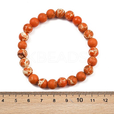 3Pcs 3 Size Synthetic Imperial Jasper Round Beaded Stretch Bracelets Set BJEW-SW00064-27-1