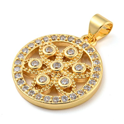 Rack Plating Brass Micro Pave Cubic Zirconia Pendants KK-C044-16G-1