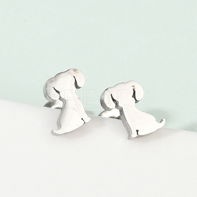 Tarnish Resistant 304 Stainless Steel Puppy Stud Earrings EJEW-F227-05P-1