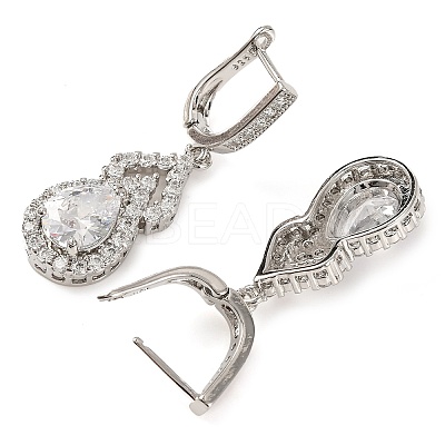 Gourd Rack Plating Brass Micro Pave Cubic Zirconia Hoop Earrings EJEW-I304-13P-01-1