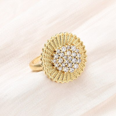 Adjustable Brass Micro Pave Cubic Zirconia Cuff Rings for Women RJEW-B139-07G-02-1