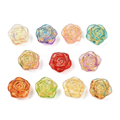 Baking Paint and Golden Metal Enlaced Glass Beads DGLA-T004-12M-1