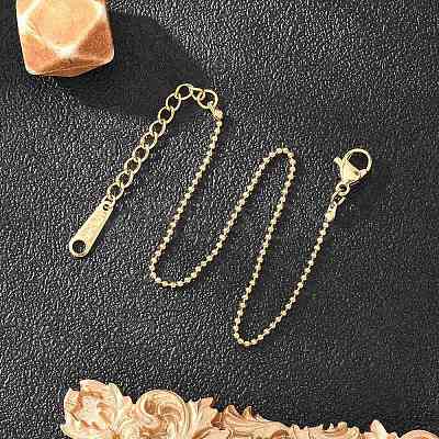 Ion Plating(IP) 304 Stainless Steel Ball Chain Bracelet for Women BJEW-G667-10G-1