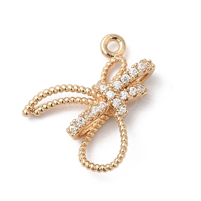 Brass Micro Pave Clear Cubic Zirconia Pendants KK-C062-075G-1