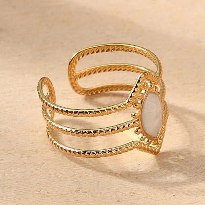 304 Stainless Steel Enamel Cuff Rings X-RJEW-M171-32G-1