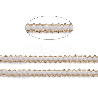 Brass Handmade Faceted Glass Beaded Chains CHC-F012-04B-1