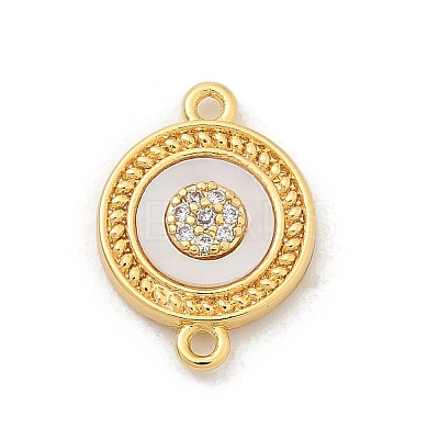 Brass Micro Pave Clear Cubic Zirconia Connector Charms KK-M303-04G-05-1