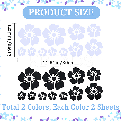 4 Sheets 2 Colors Flower PVC Waterproof Car Stickers DIY-GF0008-94A-1
