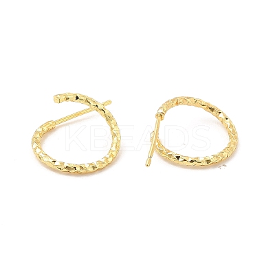 Brass Faceted C-shape Stud Earrings EJEW-P213-10G-1