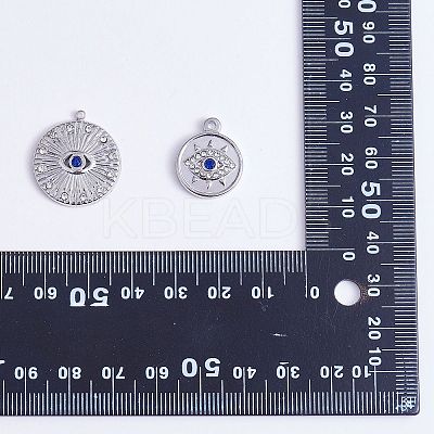 16Pcs 8 Style Eye Theme 304 Stainless Steel Rhinestone Pendants STAS-SZ0002-85P-1