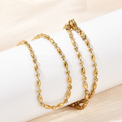 2.5MM 304 Stainless Steel Round Oval Link Chain Necklaces LS-NJEW-M110-01G-1
