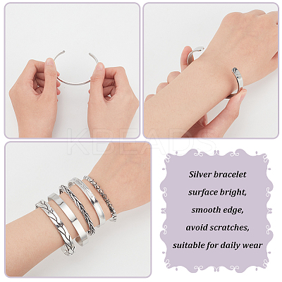 5Pcs 5 Styles Tibetan Style Alloy & 304 Stainless Steel Open Cuff Bangles Set for Women BJEW-AN0001-45-1